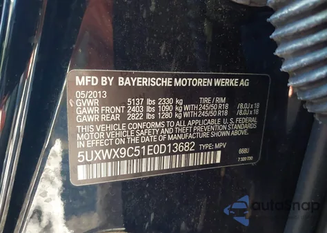 2014 BMW X3 xDrive28I из США, поврежденный, VIN 5UXWX9C51E0D13682